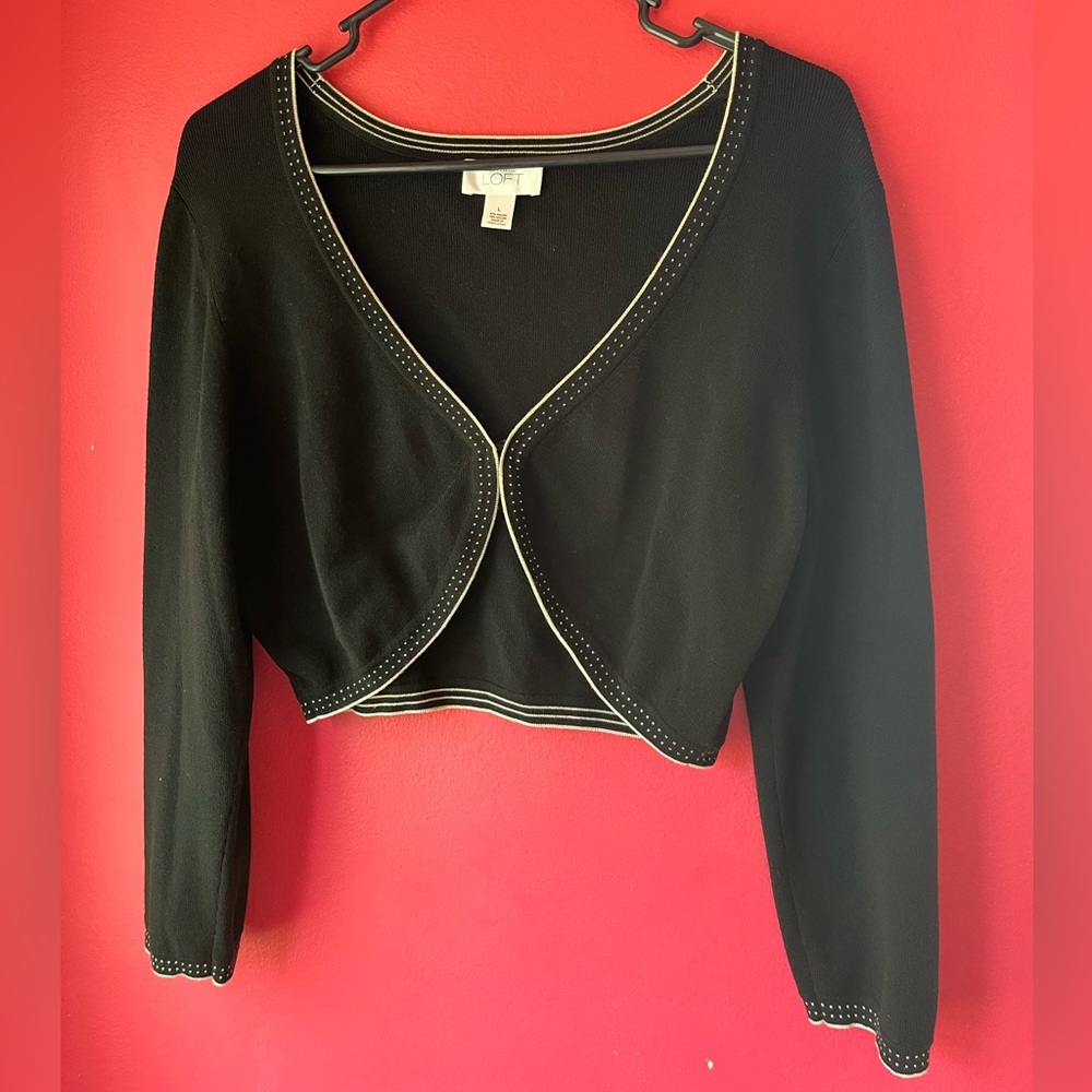 Ann Taylor LOFT Black Cropped Cardigan